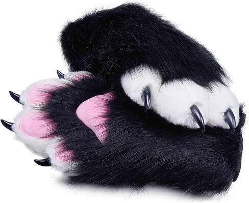 Furry Paws Cute Gloves with Realistic Claws Fursuit Paws Halloween Christmas Themed Costumes Cosplay Fursuit Accessories in Saudi Arabia