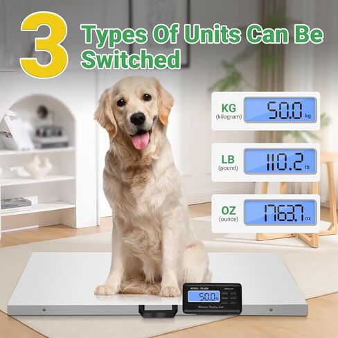 موازين الكلاب الكبيرة للسلالات الكبيرة، مقياس الحيوانات الأليفة 1100 رطل × 0.2 رطل للكلاب الكبيرة، مقياس الماشية، مقياس الحيوانات، منصة من الفولاذ المقاوم للصدأ، مقياس كبير للكلاب الأغنام والماعز والخنزير in Kuwait