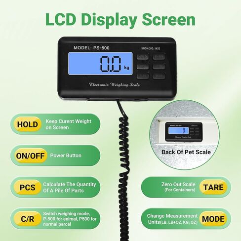 موازين الكلاب الكبيرة للسلالات الكبيرة، مقياس الحيوانات الأليفة 1100 رطل × 0.2 رطل للكلاب الكبيرة، مقياس الماشية، مقياس الحيوانات، منصة من الفولاذ المقاوم للصدأ، مقياس كبير للكلاب الأغنام والماعز والخنزير in Kuwait