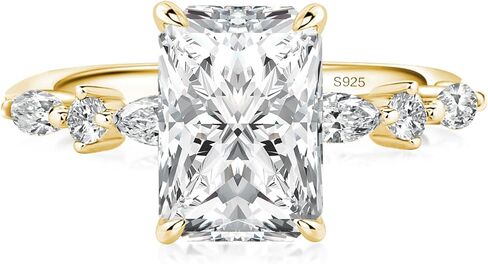 خاتم خطوبة مويسانيتي أنيق مشع بقطع 3.5 قيراط للنساء، S925 فضة تم تصنيعها في المعمل D اللون VVS1 خاتم وعد مويسانيتي واضح مع مطلية بالذهب عيار 14 قيراط in Kuwait