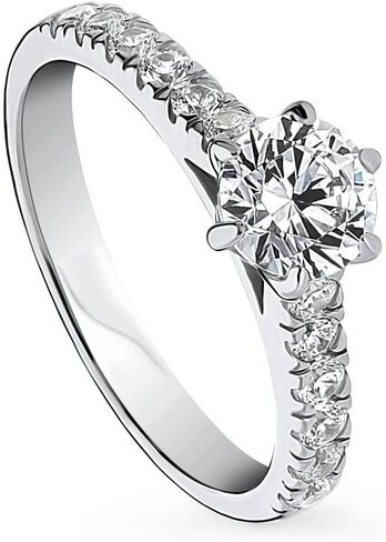 BERRICLE Sterling Silver Solitaire Wedding Engagement Rings 0.8 Carat Round Cut Cubic Zirconia CZ Promise Ring for Women, Rhodium Plated in Saudi Arabia
