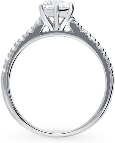 BERRICLE Sterling Silver Solitaire Wedding Engagement Rings 0.8 Carat Round Cut Cubic Zirconia CZ Promise Ring for Women, Rhodium Plated in Saudi Arabia