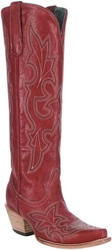 Corral Boots Women's Red Handcrafted Western Boots | Snip Toe Tall Cowboy Boots with Embroidered Design in Saudi Arabia