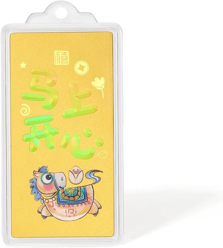 999.9 24K Solid Gold Fine Jewelry, Horse Zodiac Charm Ingot Pendant, Chinese Blessing Gifts for Women Men in Saudi Arabia