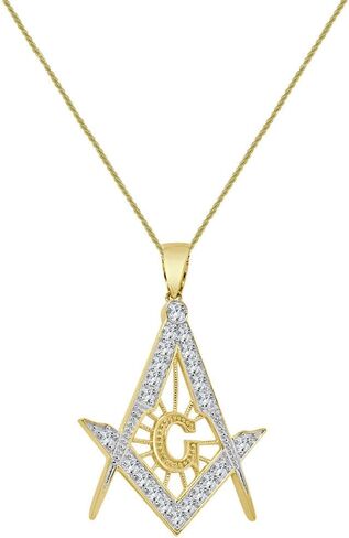 VVS1/D 1.75 قيراط. حقيقي حقيقي فضة 14K الصلبة الذهب المستعبدين مختبر نمت مقلد الماس الماسوني الماسوني G البوصلة قلادة سحر + حبل مجاني سلسلة الرقبة in Kuwait