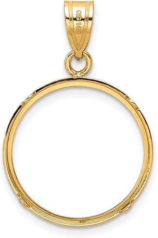 14k Yellow Gold 18mm Polished Prong Coin Bezel Pendant in Saudi Arabia