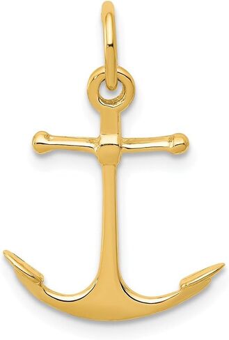 Sonia Jewels Solid 14k Yellow Gold Men's Anchor Charm Small Plain Pendant - 19mm x 15mm in Saudi Arabia
