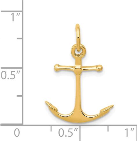 Sonia Jewels Solid 14k Yellow Gold Men's Anchor Charm Small Plain Pendant - 19mm x 15mm in Saudi Arabia