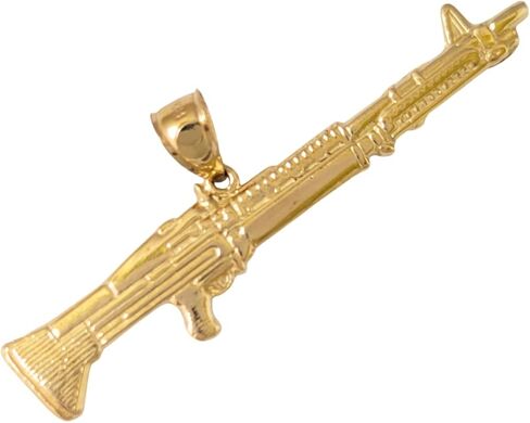 14k Yellow Gold M-16 Rifle Pendant, Made in USA in Saudi Arabia