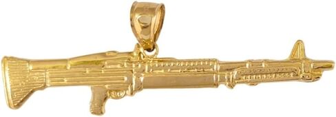 14k Yellow Gold M-16 Rifle Pendant, Made in USA in Saudi Arabia