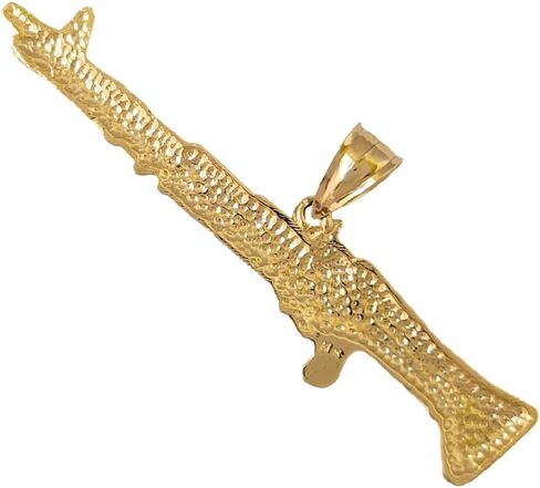 14k Yellow Gold M-16 Rifle Pendant, Made in USA in Saudi Arabia