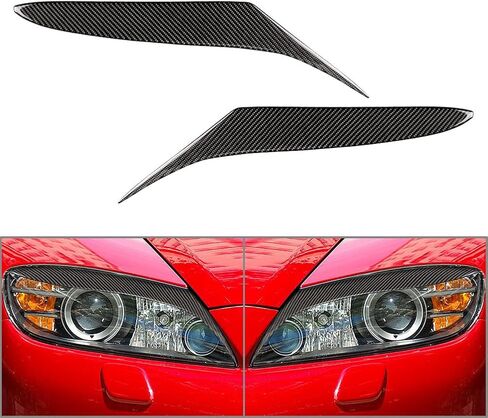 Zhisheng 2 قطعة سيارة العلوي الحاجب جفن غطاء الكسوة ألياف الكربون أعواد تزيين لمازدا RX-8 RX8 2004 2005 2006 2007 2008 in Kuwait