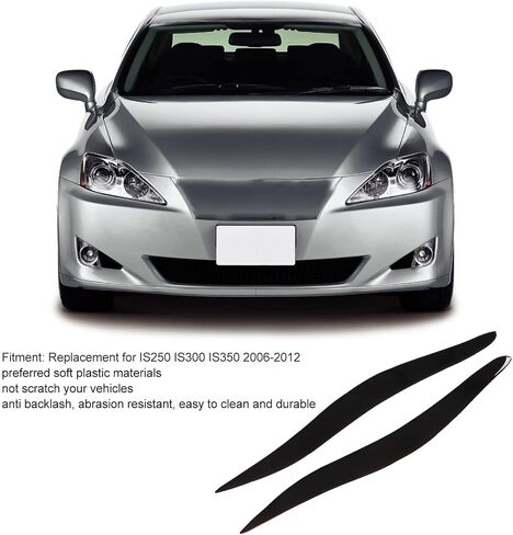 Headlight Eyelids Trim, KIMISS 1 Pair Front Headlight Eyebrow Eyelid Cover Trim Glossy Black Soft Plastic Decoration Replacement for IS250 IS300 IS350 2006‑2012 in Saudi Arabia