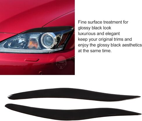 Headlight Eyelids Trim, KIMISS 1 Pair Front Headlight Eyebrow Eyelid Cover Trim Glossy Black Soft Plastic Decoration Replacement for IS250 IS300 IS350 2006‑2012 in Saudi Arabia