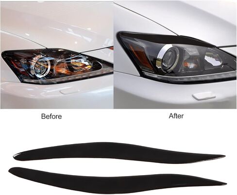 Headlight Eyelids Trim, KIMISS 1 Pair Front Headlight Eyebrow Eyelid Cover Trim Glossy Black Soft Plastic Decoration Replacement for IS250 IS300 IS350 2006‑2012 in Saudi Arabia