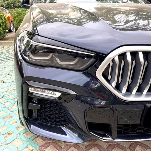 قطعتان من غطاء الحواجب الأمامي للسيارة BMW X5 xDrive 40i 2018 2019 2020 2021 2022، ABS طقم هيكل السيارة الأمامي للحواجب والجفن، زخرفة خارجية للسيارة، أسود ساطع in Kuwait
