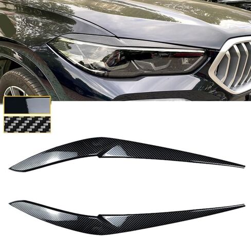 قطعتان من غطاء الحواجب الأمامي للسيارة BMW X5 xDrive 40i 2018 2019 2020 2021 2022، ABS طقم هيكل السيارة الأمامي للحواجب والجفن، زخرفة خارجية للسيارة، أسود ساطع in Kuwait