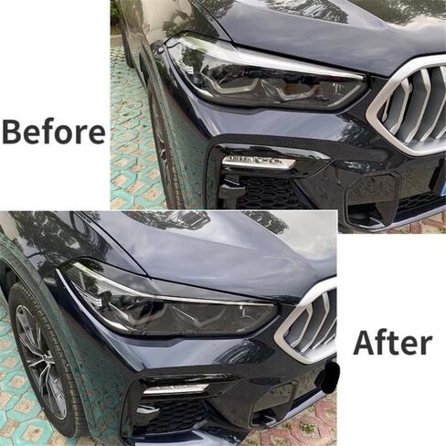 قطعتان من غطاء الحواجب الأمامي للسيارة BMW X5 xDrive 40i 2018 2019 2020 2021 2022، ABS طقم هيكل السيارة الأمامي للحواجب والجفن، زخرفة خارجية للسيارة، أسود ساطع in Kuwait