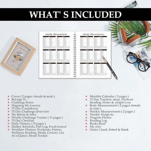 75 Day Hard Challenge Journal for Men or Women with PVC Cover – 75 Hard Challenge Book with Daily, Weekly, Monthly Planner & Wellness Trackers – 75 Challenge Planner Tracker for Fitness, Habits & Self-Care in Kuwait