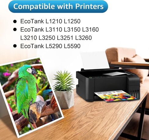 544 زجاجات إعادة تعبئة الحبر 4 عبوات متوافقة مع T544120 T544220 T544320 T544420 بديلة لـ L1210 L1250 L3110 L3150 L3160 L3210 L3250 L3251 L3260 L5290 L5590 (4 عبوات) in Kuwait