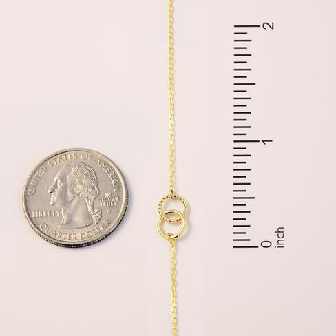 14K Solid Gold Interlocking Circles Bracelet | 14K Real Gold Double Circle Bracelet for Women | Dainty Intertwined Circles Bracelet | 14K Gold Jewelry | Gift for Her, Adjustable 6" to 7" in Kuwait