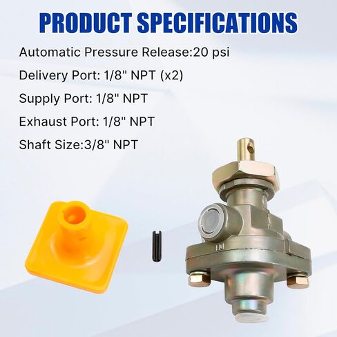 Hex Autoparts 276566 PP-1 صمام التحكم في فرامل الهواء، 20 رطل لكل بوصة مربعة 1/8 بوصة صمام فرامل انتظار الدفع، متوافق مع Bendix 277015، Haldex KN20021، التحكم في فرامل الطوارئ للشاحنات والمقطورة الثقيلة in Kuwait