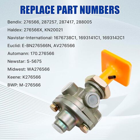 Hex Autoparts 276566 PP-1 صمام التحكم في فرامل الهواء، 20 رطل لكل بوصة مربعة 1/8 بوصة صمام فرامل انتظار الدفع، متوافق مع Bendix 277015، Haldex KN20021، التحكم في فرامل الطوارئ للشاحنات والمقطورة الثقيلة in Kuwait