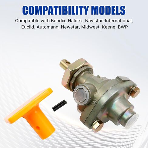 Hex Autoparts 276566 PP-1 صمام التحكم في فرامل الهواء، 20 رطل لكل بوصة مربعة 1/8 بوصة صمام فرامل انتظار الدفع، متوافق مع Bendix 277015، Haldex KN20021، التحكم في فرامل الطوارئ للشاحنات والمقطورة الثقيلة in Kuwait
