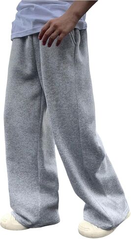 GORGLITTER Boy's Baggy Pants Casual High Waisted Wide Leg Sweatpants Fleece Athletic Track Pants Jogger Bottoms in Saudi Arabia
