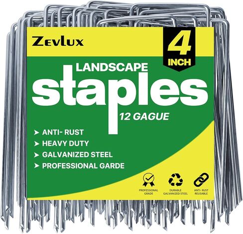 Landscape Staples Galvanized Garden Stakes,4 inch 50 Pack 12 Gauge Heavy Duty Garden Pins for Fences, Lawns, Weed Barriers and Landscape Fabrics, Irrigation Hose,Yard Lawn, Landscape Fabric. in Kuwait