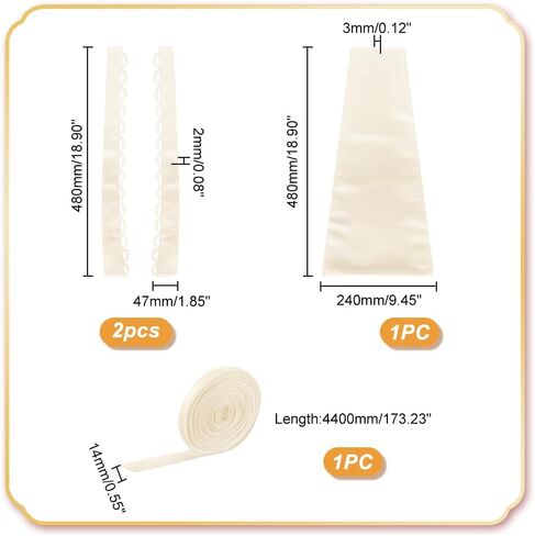 AHANDMAKER Champagne Color Wedding Gown Corset Kit Zipper Replacement, 18.9x9.5 Adjustable Fit Satin Corset Back Kit Lace Up Dress Cord Back for Formal Prom Dress, Zipper Extender for Dress in Saudi Arabia