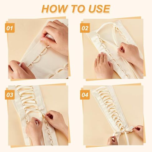 AHANDMAKER Champagne Color Wedding Gown Corset Kit Zipper Replacement, 18.9x9.5 Adjustable Fit Satin Corset Back Kit Lace Up Dress Cord Back for Formal Prom Dress, Zipper Extender for Dress in Saudi Arabia