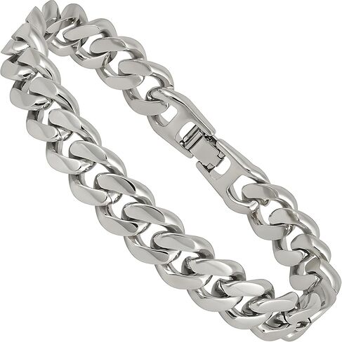 LIFETIME JEWELRY 12mm Miami Curb Cuban Link Chain Bracelet for Men 24k Gold Plated in Kuwait