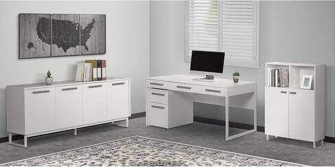Baroda 4-Shelf Contemporary Particle Board/Wood Credenza in White in Saudi Arabia