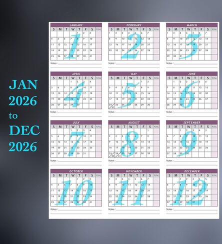 تقويم الحضور، بطاقة الموظف، سجل الحضور 2026، ورق بطاقات ثقيل 100 رطل، 8.5 × 11 بوصة (أرجواني، حزمة من 50 ورقة) in Saudi Arabia
