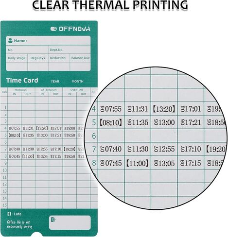 OFFNOVA Thermal Time Cards, Double-Sided Monthly Time Cards for IN/OUT Time Clock, Pack of 100 in Saudi Arabia