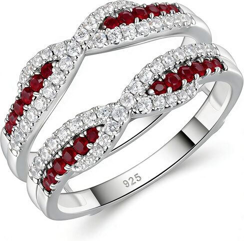 SHELOVES Ruby and White CZ Ring Enhancer for Engagement Rings Double Wedding Bands 925 Sterling Silver Sz 5-10 in Saudi Arabia