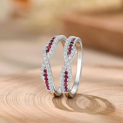 SHELOVES Ruby and White CZ Ring Enhancer for Engagement Rings Double Wedding Bands 925 Sterling Silver Sz 5-10 in Saudi Arabia