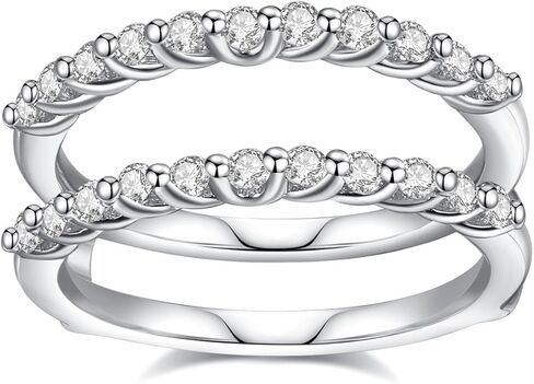 Moissanite Ring Enhancer for Women Engagement Rings D Color VVS1 Moissanites Curved Wedding Bands S925 Sterling Silver 18K White Gold Plated Rings for Wife Women Her in Saudi Arabia