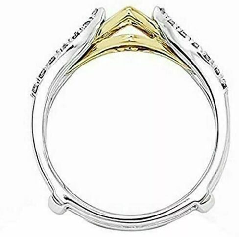 Round Cut Simulated White Diamond Wedding Wrap Ring Guard Enhancer In 925 Sterling Silver 14K Two-Tone Gold Finish for Women's in Saudi Arabia