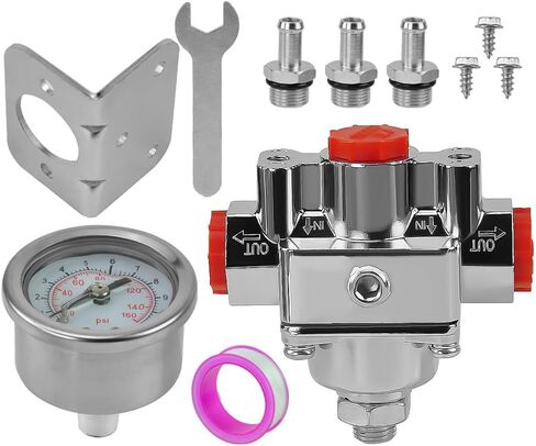 منظم ضغط الوقود 12-804 متوافق مع أجزاء المكربن ​​Holley وEdelbrock لـ 1-4 PSI، منفذ NPT 3/8in (1 داخل، 2 خارج) منظم ضغط الوقود القابل للتعديل المكربن ​​استبدال #12804 in Saudi Arabia