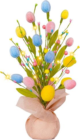 XmasExp Easter Decorations 18inch Easter Tree with Eggs & LED Lights Easter Egg Tree for Indoor Perfect Easter Table Decorations & Holiday Party Decor in Kuwait