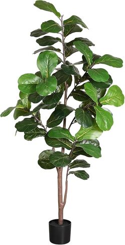 6ft Artificial Fiddle Leaf Fig Tree Plant,Fake Ficus Lyrata in Pot,Ficus Faux Plant Artificial Trees for Office Indoor Outdoor Garden Living Room Home Decor 1PCS-71in in Saudi Arabia