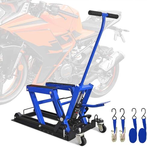 جاك رفع الدراجة النارية الهيدروليكي بسعة 1500 رطل، جاك رفع مقص ATV مع 4 عجلات، طاولة رفع دراجة نارية تعمل بالقدم مع دبوس أمان ومنصة غير قابلة للانزلاق لصيانة الدراجات النارية ATV UTV، أسود in Kuwait