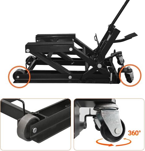 Motorcycle Lift Jack, 1500 LBS Capacity Scissor Lift Table with 4 Casters, Foot-Operated Hoist Stand for ATV UTV Powersports in Saudi Arabia