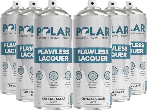 Polar Clear Satin Flawless Lacquer Spray - 2 x 13.5 Fl Oz - Clear Coat Spray Paint - Non-Yellowing & Scratch Resistant - Interior & Exterior Surfaces for Wood, Metal, Plastics, Glass & Ceramics in Kuwait