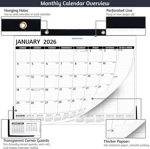 Desk Calendar 2024-2025 – Jan 2024 – Jun 2025, 18 Monthly Desk Calendar, Large Desk Calendar 2024, 22'' x 17'', 2024-2025 Desk/Wall Calendar with Desk Pad, To-do Lists, Ruled Blocks, Corner Protectors in Saudi Arabia