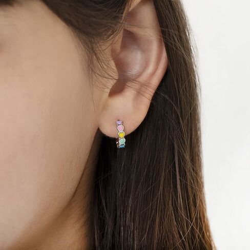 In Season Jewelry Heart Enamel Huggie Girls Hoop Earrings for Kids – 925 Sterling Silver Dangle Heart Kids Earrings – Hypoallergenic with Secure Latch Closure – Safe for Toddlers & Little Girls in Saudi Arabia