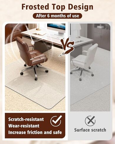 سجادة كرسي مكتب صلبة متجمدة للسجاد ذو الوبر العالي والأرضيات الصلبة، 32 بوصة × 47.2 بوصة، سجادة كرسي كمبيوتر متدحرجة مضادة للانزلاق، وسادة كرسي شديدة التحمل تحت المكتب، واقي أرضية بالسجاد للمنزل، قطعة واحدة in Kuwait