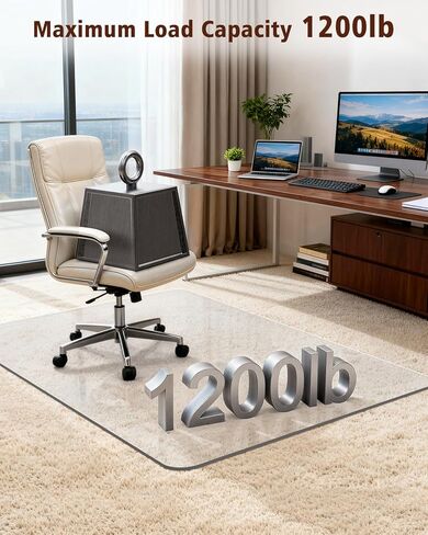 سجادة كرسي مكتب صلبة متجمدة للسجاد ذو الوبر العالي والأرضيات الصلبة، 32 بوصة × 47.2 بوصة، سجادة كرسي كمبيوتر متدحرجة مضادة للانزلاق، وسادة كرسي شديدة التحمل تحت المكتب، واقي أرضية بالسجاد للمنزل، قطعة واحدة in Kuwait